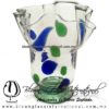 Florero lechuga Grande con Pie, Lunetas Bicolor Azul Cobalto y Verde Jade. Fábrica de Vidrio Soplado Artesanal, made in México - Blown Glass Factory Store Tonala, Handcraft, Handmade.
