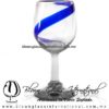 Copa Vino Listón de Color Azul Cobalto, Fábrica de Vidrio Soplado Artesanal, made in México - Blown Glass Factory Store Tonala, Handcraft, Handmade.