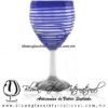 Copa Vino Borde y Espiral de Color Azul Cobalto, Fábrica de Vidrio Soplado Artesanal, made in México - Blown Glass Factory Store Tonala, Handcraft, Handmade.