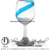 Copa Vino Listón de Color Azul Aguamarinal, Fábrica de Vidrio Soplado Artesanal, made in México - Blown Glass Factory Store Tonala, Handcraft, Handmade.