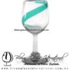 Copa Vino Listón de Color Azul Turquesa, Teal, Fábrica de Vidrio Soplado Artesanal, made in México - Blown Glass Factory Store Tonala, Handcraft, Handmade.