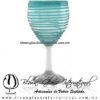 Copa Vino Borde y Espiral de Color Azul Turquesa, Teal, Fábrica de Vidrio Soplado Artesanal, made in México - Blown Glass Factory Store Tonala, Handcraft, Handmade.