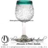 Copa Vino Granizado Cristal y Borde de Color Azul Turquesa, Teal, Fábrica de Vidrio Soplado Artesanal, made in México - Blown Glass Factory Store Tonala, Handcraft, Handmade.