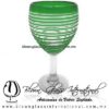Copa Vino Borde y Espiral de Color Verde Jade, Fábrica de Vidrio Soplado Artesanal, made in México - Blown Glass Factory Store Tonala, Handcraft, Handmade.
