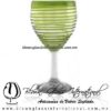 Copa Vino Borde y Espiral de Color Verde Lima, Fábrica de Vidrio Soplado Artesanal, made in México - Blown Glass Factory Store Tonala, Handcraft, Handmade.