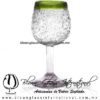 Copa Vino Granizado Cristal y Borde de Color Verde Lima, Fábrica de Vidrio Soplado Artesanal, made in México - Blown Glass Factory Store Tonala, Handcraft, Handmade.