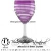 Copa Vino Borde y Espiral de Color Morado, Fábrica de Vidrio Soplado Artesanal, made in México - Blown Glass Factory Store Tonala, Handcraft, Handmade.