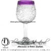 Copa Vino Granizado Cristal y Borde de Color Morado, Fábrica de Vidrio Soplado Artesanal, made in México - Blown Glass Factory Store Tonala, Handcraft, Handmade.