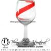Copa Vino Listón de Color Rojo, Fábrica de Vidrio Soplado Artesanal, made in México - Blown Glass Factory Store Tonala, Handcraft, Handmade.