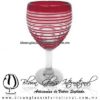 Copa Vino Borde y Espiral de Color Rojo, Fábrica de Vidrio Soplado Artesanal, made in México - Blown Glass Factory Store Tonala, Handcraft, Handmade.