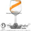 Copa Vino Listón de Color Naranja, Fábrica de Vidrio Soplado Artesanal, made in México - Blown Glass Factory Store Tonala, Handcraft, Handmade.