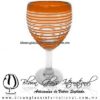Copa Vino Borde y Espiral de Color Naranja, Fábrica de Vidrio Soplado Artesanal, made in México - Blown Glass Factory Store Tonala, Handcraft, Handmade.