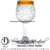 Copa Vino Granizado Cristal y Borde de Color Naranja, Fábrica de Vidrio Soplado Artesanal, made in México - Blown Glass Factory Store Tonala, Handcraft, Handmade.