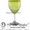 Copa Vino Borde y Espiral de Color Amarillo, Fábrica de Vidrio Soplado Artesanal, made in México - Blown Glass Factory Store Tonala, Handcraft, Handmade.