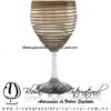 Copa Vino Borde y Espiral de Color Chocolate, Fábrica de Vidrio Soplado Artesanal, made in México - Blown Glass Factory Store Tonala, Handcraft, Handmade.