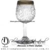 Copa Vino Granizado Cristal y Borde de Color Chocolate, Fábrica de Vidrio Soplado Artesanal, made in México - Blown Glass Factory Store Tonala, Handcraft, Handmade.