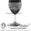 Copa Vino Borde y Espiral de Color Negro, Fábrica de Vidrio Soplado Artesanal, made in México - Blown Glass Factory Store Tonala, Handcraft, Handmade.