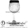 Copa Vino Granizado Cristal y Borde de Color Negro, Fábrica de Vidrio Soplado Artesanal, made in México - Blown Glass Factory Store Tonala, Handcraft, Handmade.