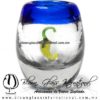 Tequilero barril con Chile y Borde de color, Fábrica de Vidrio Soplado Artesanal, made in México - Blown Glass Factory Store Tonala, Handcraft, Handmade.