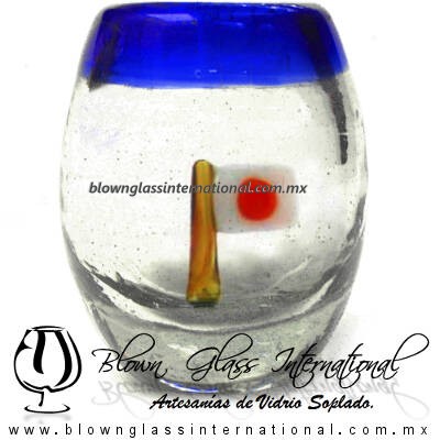 Tequilero barril con Bandera y Borde de color, Fábrica de Vidrio Soplado Artesanal, made in México - Blown Glass Factory Store Tonala, Handcraft, Handmade. Tequilero barril con Bandera y Borde de color, Fábrica de Vidrio Soplado Artesanal, made in México - Blown Glass Factory Store Tonala, Handcraft, Handmade.