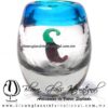 Tequilero barril con Chile y Borde de color, Fábrica de Vidrio Soplado Artesanal, made in México - Blown Glass Factory Store Tonala, Handcraft, Handmade.