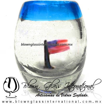 Tequilero barril con Bandera y Borde de color, Fábrica de Vidrio Soplado Artesanal, made in México - Blown Glass Factory Store Tonala, Handcraft, Handmade. Tequilero barril con Bandera y Borde de color, Fábrica de Vidrio Soplado Artesanal, made in México - Blown Glass Factory Store Tonala, Handcraft, Handmade.