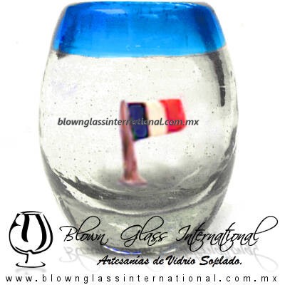 Tequilero barril con Bandera y Borde de color, Fábrica de Vidrio Soplado Artesanal, made in México - Blown Glass Factory Store Tonala, Handcraft, Handmade. Tequilero barril con Bandera y Borde de color, Fábrica de Vidrio Soplado Artesanal, made in México - Blown Glass Factory Store Tonala, Handcraft, Handmade.