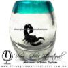 Tequilero barril con Escorpión y Borde de color, Fábrica de Vidrio Soplado Artesanal, made in México - Blown Glass Factory Store Tonala, Handcraft, Handmade.