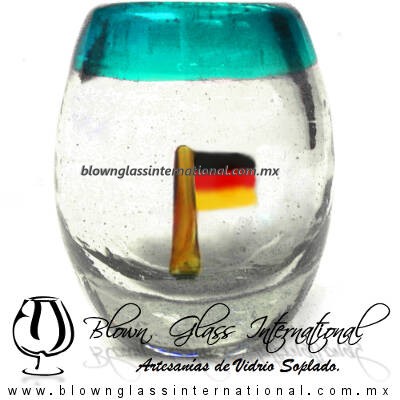Tequilero barril con Bandera y Borde de color, Fábrica de Vidrio Soplado Artesanal, made in México - Blown Glass Factory Store Tonala, Handcraft, Handmade. Tequilero barril con Bandera y Borde de color, Fábrica de Vidrio Soplado Artesanal, made in México - Blown Glass Factory Store Tonala, Handcraft, Handmade.
