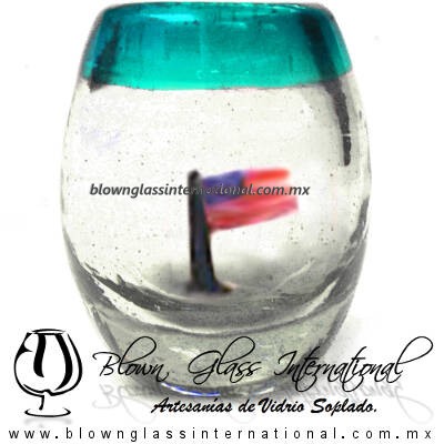 Tequilero barril con Bandera y Borde de color, Fábrica de Vidrio Soplado Artesanal, made in México - Blown Glass Factory Store Tonala, Handcraft, Handmade. Tequilero barril con Bandera y Borde de color, Fábrica de Vidrio Soplado Artesanal, made in México - Blown Glass Factory Store Tonala, Handcraft, Handmade.