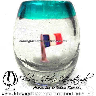 Tequilero barril con Bandera y Borde de color, Fábrica de Vidrio Soplado Artesanal, made in México - Blown Glass Factory Store Tonala, Handcraft, Handmade. Tequilero barril con Bandera y Borde de color, Fábrica de Vidrio Soplado Artesanal, made in México - Blown Glass Factory Store Tonala, Handcraft, Handmade.