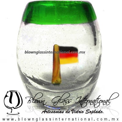 Tequilero barril con Bandera y Borde de color, Fábrica de Vidrio Soplado Artesanal, made in México - Blown Glass Factory Store Tonala, Handcraft, Handmade. Tequilero barril con Bandera y Borde de color, Fábrica de Vidrio Soplado Artesanal, made in México - Blown Glass Factory Store Tonala, Handcraft, Handmade.