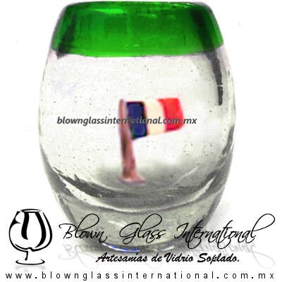 Tequilero barril con Bandera y Borde de color, Fábrica de Vidrio Soplado Artesanal, made in México - Blown Glass Factory Store Tonala, Handcraft, Handmade. Tequilero barril con Bandera y Borde de color, Fábrica de Vidrio Soplado Artesanal, made in México - Blown Glass Factory Store Tonala, Handcraft, Handmade.