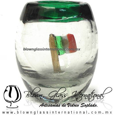 Tequilero barril con Bandera y Borde de color, Fábrica de Vidrio Soplado Artesanal, made in México - Blown Glass Factory Store Tonala, Handcraft, Handmade. Tequilero barril con Bandera y Borde de color, Fábrica de Vidrio Soplado Artesanal, made in México - Blown Glass Factory Store Tonala, Handcraft, Handmade.