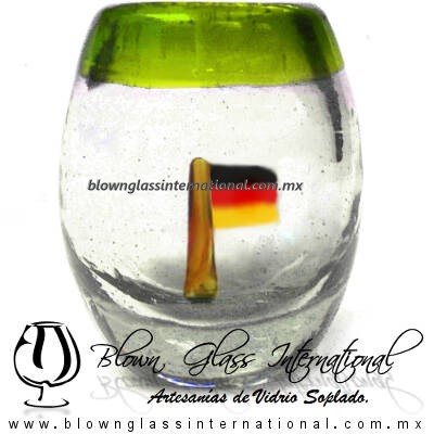 Tequilero barril con Bandera y Borde de color, Fábrica de Vidrio Soplado Artesanal, made in México - Blown Glass Factory Store Tonala, Handcraft, Handmade. Tequilero barril con Bandera y Borde de color, Fábrica de Vidrio Soplado Artesanal, made in México - Blown Glass Factory Store Tonala, Handcraft, Handmade.