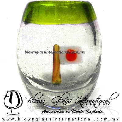 Tequilero barril con Bandera y Borde de color, Fábrica de Vidrio Soplado Artesanal, made in México - Blown Glass Factory Store Tonala, Handcraft, Handmade. Tequilero barril con Bandera y Borde de color, Fábrica de Vidrio Soplado Artesanal, made in México - Blown Glass Factory Store Tonala, Handcraft, Handmade.