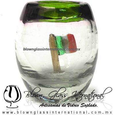 Tequilero barril con Bandera y Borde de color, Fábrica de Vidrio Soplado Artesanal, made in México - Blown Glass Factory Store Tonala, Handcraft, Handmade. Tequilero barril con Bandera y Borde de color, Fábrica de Vidrio Soplado Artesanal, made in México - Blown Glass Factory Store Tonala, Handcraft, Handmade.