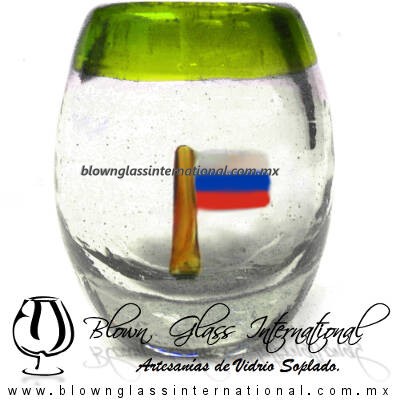 Tequilero barril con Bandera y Borde de color, Fábrica de Vidrio Soplado Artesanal, made in México - Blown Glass Factory Store Tonala, Handcraft, Handmade. Tequilero barril con Bandera y Borde de color, Fábrica de Vidrio Soplado Artesanal, made in México - Blown Glass Factory Store Tonala, Handcraft, Handmade.