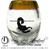 Tequilero barril con Escorpión y Borde de color, Fábrica de Vidrio Soplado Artesanal, made in México - Blown Glass Factory Store Tonala, Handcraft, Handmade.