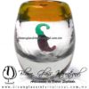 Tequilero barril con Chile y Borde de color, Fábrica de Vidrio Soplado Artesanal, made in México - Blown Glass Factory Store Tonala, Handcraft, Handmade.