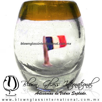 Tequilero barril con Bandera y Borde de color, Fábrica de Vidrio Soplado Artesanal, made in México - Blown Glass Factory Store Tonala, Handcraft, Handmade. Tequilero barril con Bandera y Borde de color, Fábrica de Vidrio Soplado Artesanal, made in México - Blown Glass Factory Store Tonala, Handcraft, Handmade.