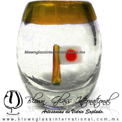 Tequilero barril con Bandera y Borde de color, Fábrica de Vidrio Soplado Artesanal, made in México - Blown Glass Factory Store Tonala, Handcraft, Handmade. Tequilero barril con Bandera y Borde de color, Fábrica de Vidrio Soplado Artesanal, made in México - Blown Glass Factory Store Tonala, Handcraft, Handmade.