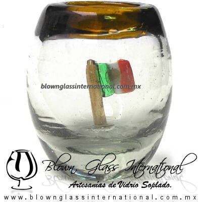 Tequilero barril con Bandera y Borde de color, Fábrica de Vidrio Soplado Artesanal, made in México - Blown Glass Factory Store Tonala, Handcraft, Handmade. Tequilero barril con Bandera y Borde de color, Fábrica de Vidrio Soplado Artesanal, made in México - Blown Glass Factory Store Tonala, Handcraft, Handmade.