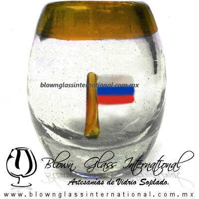 Tequilero barril con Bandera y Borde de color, Fábrica de Vidrio Soplado Artesanal, made in México - Blown Glass Factory Store Tonala, Handcraft, Handmade. Tequilero barril con Bandera y Borde de color, Fábrica de Vidrio Soplado Artesanal, made in México - Blown Glass Factory Store Tonala, Handcraft, Handmade.