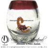 Tequilero barril con Escorpión y Borde de color, Fábrica de Vidrio Soplado Artesanal, made in México - Blown Glass Factory Store Tonala, Handcraft, Handmade.