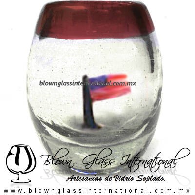 Tequilero barril con Bandera y Borde de color, Fábrica de Vidrio Soplado Artesanal, made in México - Blown Glass Factory Store Tonala, Handcraft, Handmade. Tequilero barril con Bandera y Borde de color, Fábrica de Vidrio Soplado Artesanal, made in México - Blown Glass Factory Store Tonala, Handcraft, Handmade.