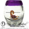 Tequilero barril con Escorpión y Borde de color, Fábrica de Vidrio Soplado Artesanal, made in México - Blown Glass Factory Store Tonala, Handcraft, Handmade.