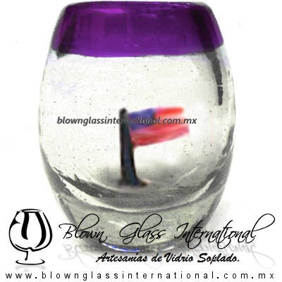 Tequilero barril con Bandera y Borde de color, Fábrica de Vidrio Soplado Artesanal, made in México - Blown Glass Factory Store Tonala, Handcraft, Handmade. Tequilero barril con Bandera y Borde de color, Fábrica de Vidrio Soplado Artesanal, made in México - Blown Glass Factory Store Tonala, Handcraft, Handmade.