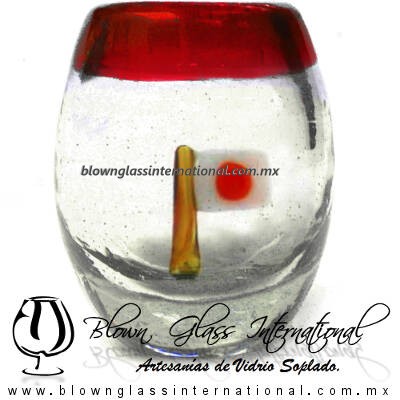 Tequilero barril con Bandera y Borde de color, Fábrica de Vidrio Soplado Artesanal, made in México - Blown Glass Factory Store Tonala, Handcraft, Handmade. Tequilero barril con Bandera y Borde de color, Fábrica de Vidrio Soplado Artesanal, made in México - Blown Glass Factory Store Tonala, Handcraft, Handmade.