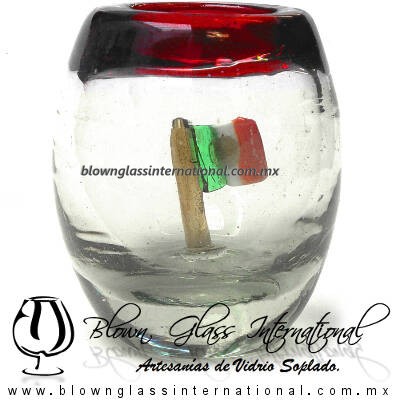 Tequilero barril con Bandera y Borde de color, Fábrica de Vidrio Soplado Artesanal, made in México - Blown Glass Factory Store Tonala, Handcraft, Handmade. Tequilero barril con Bandera y Borde de color, Fábrica de Vidrio Soplado Artesanal, made in México - Blown Glass Factory Store Tonala, Handcraft, Handmade.